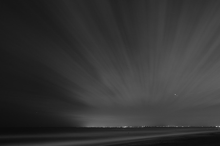 Long exposure shot of Rockaway Beach at night