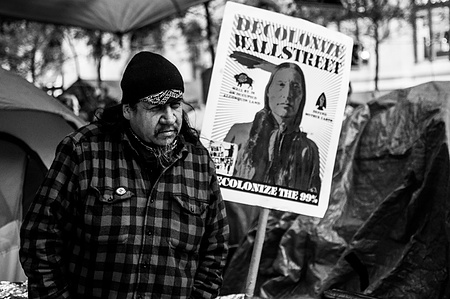 Protestor demonstrating at Occupy Wall Street in 2011