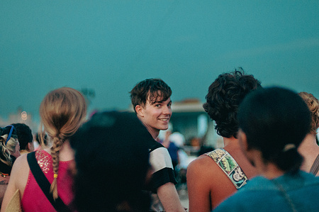 After his set, Matt Johnson from Matt and Kim decided to go take a dip in the water of Coney Island. He invited the crowd to follow him. A few hardy souls followed. ​- Village Voice Siren Festival, Coney Island, Brooklyn, 2010