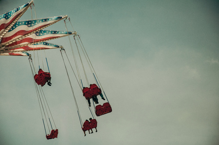 People riding in the swing ride, the Brooklyn Flyer, in Coney Island Brooklyn