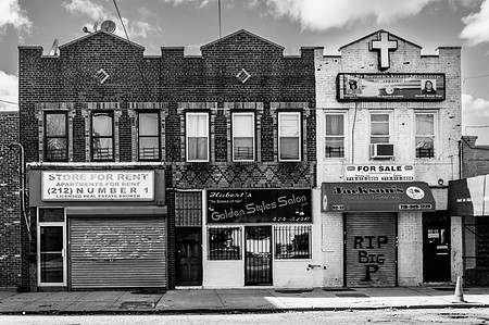 Store front church, and a stylist on Rockway Beach Boulevard. Rockaway Beach Queens NY