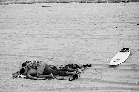 ​Resting from a hard day surfing. Rockaway Beach, Queens.