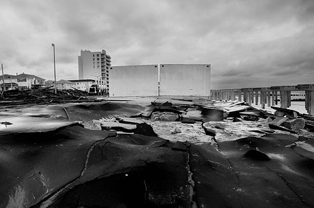A handball court destroyed by Hurricane Sandy in Rockaway Beach Queens, NY.