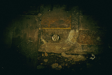 Rat emerging from a hole on a New York City Subway tracks