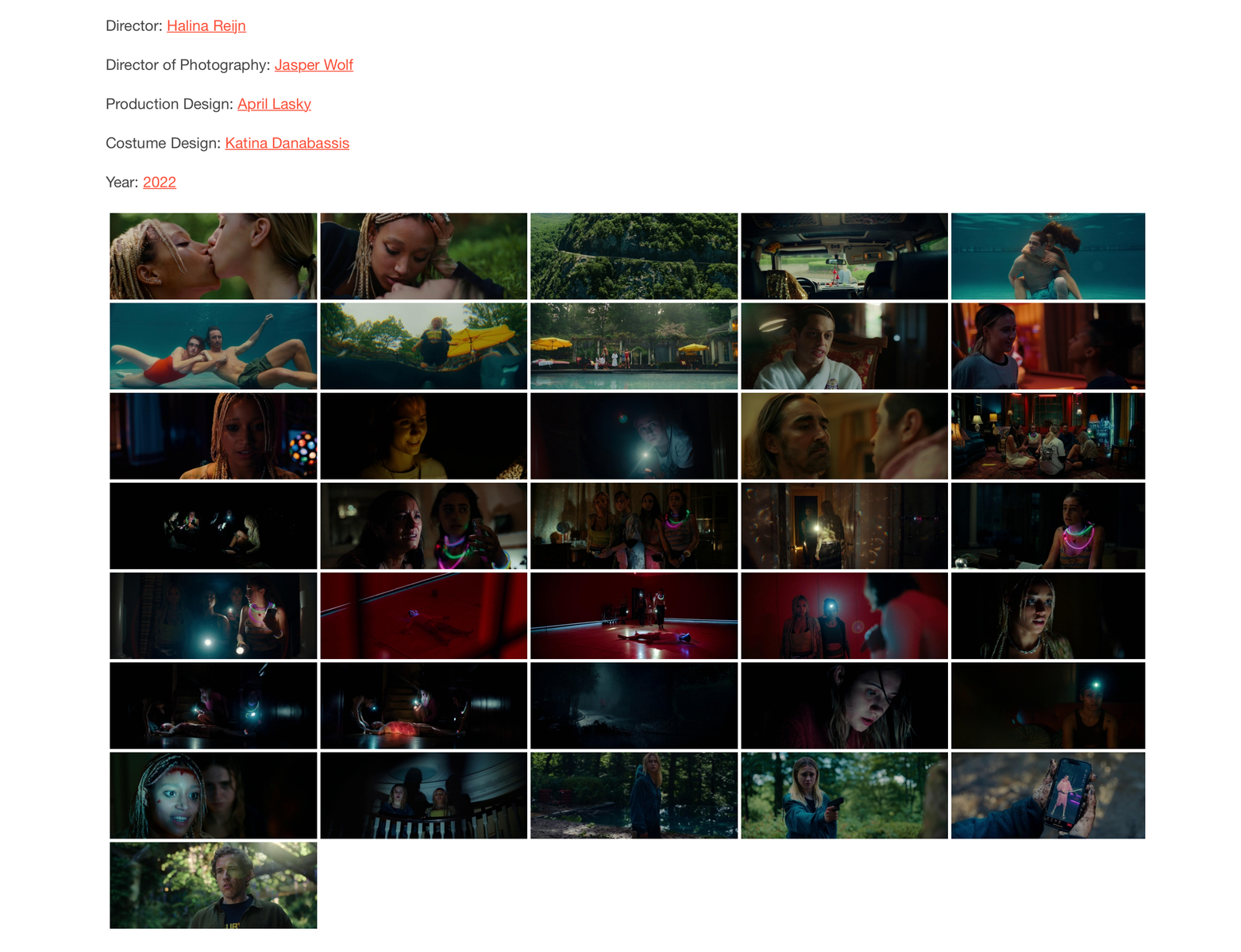 film-grab.com website overview - how projects are displayed in details. Especially this particular film

