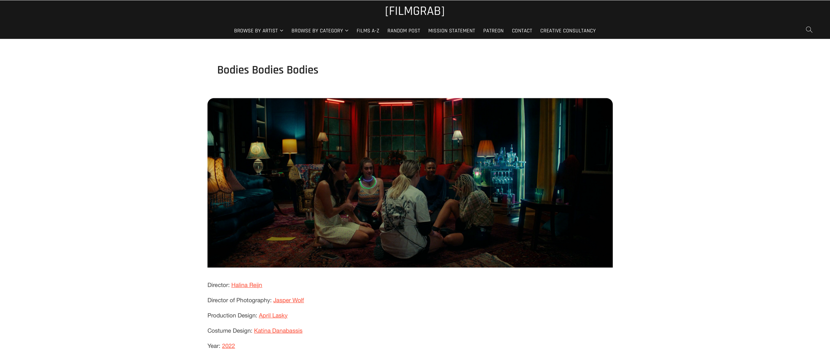 film-grab.com website overview - how projects are displayed
