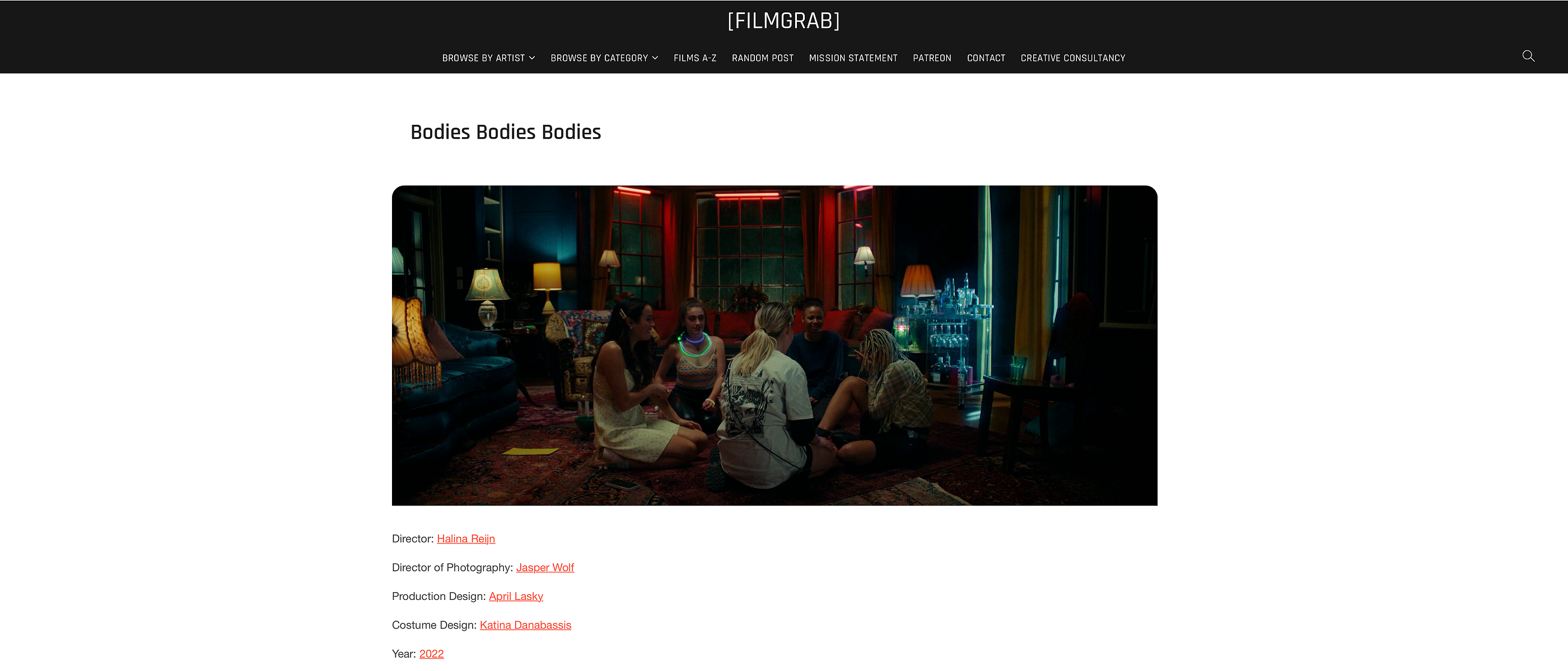 film-grab.com website overview - how projects are displayed
