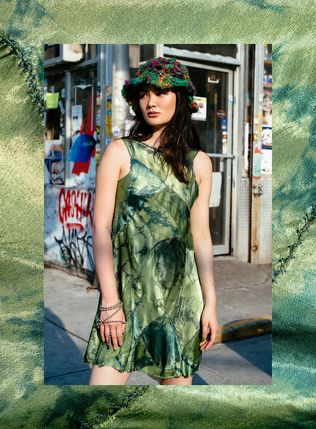 Lucia Yip for the Amalya Meira Summer 2022 capsule collection lookbook, photographed by Angelo Kangleon in Brooklyn, New York, on May 22, 2022