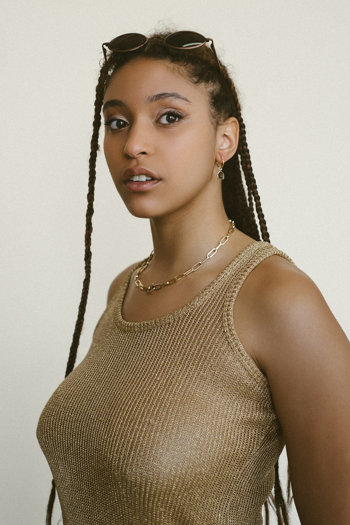 Singer-songwriter Teydie for RIVA New York and Brillies Sunglasses, photographed by Angelo Kangleon in Brooklyn, NY