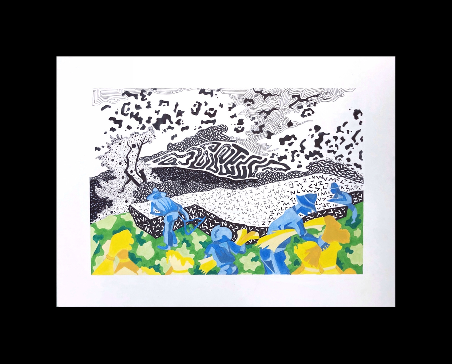 “Color and Pattern Inspired by Vashakmadze’s Field Workers,” | Visual Design (2D) | Mixed Media 2019