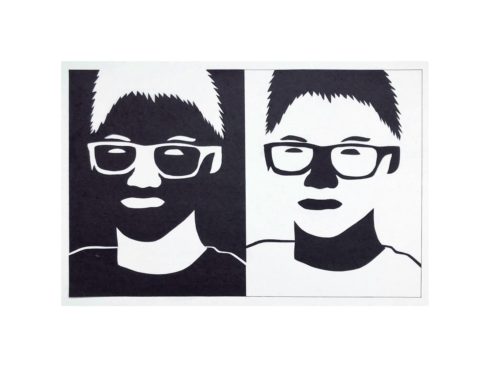 “Positive/Negative Self-Portrait,” | Visual Design (2D) | Cut Paper on Matboard 2020