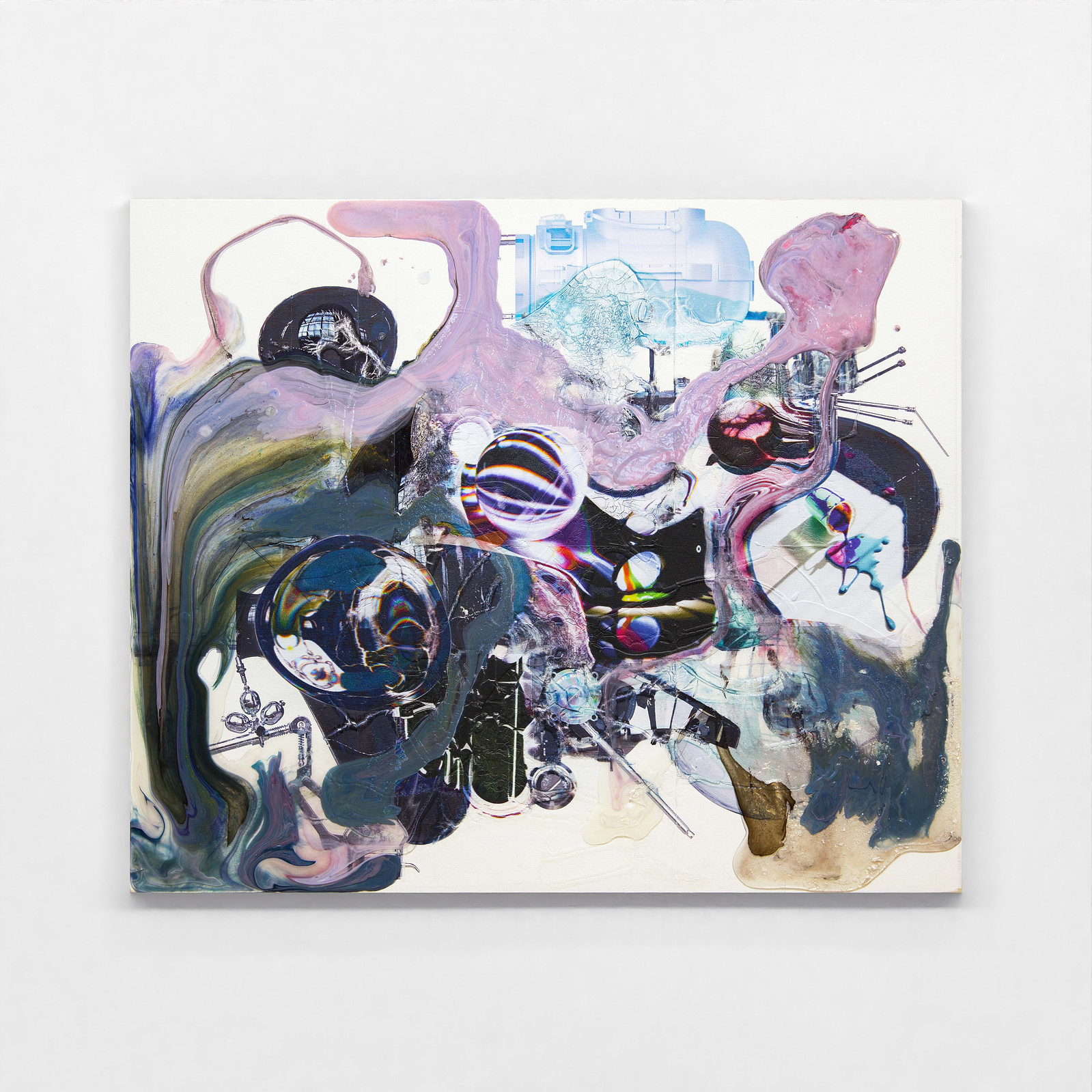 "Glass Stream", 2023. Acrylic ink and UV cured ink on panel 20 x 24 inches.