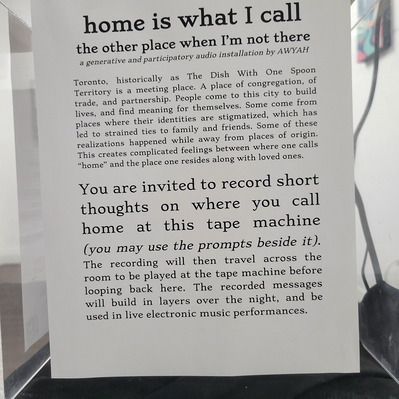 Artist Statement "Toronto historically known as The Dish With One Spoon Territory is a meeting place....People come to this city to build lives, and find meaning for themselves...Some come from places where their identities are stigmatized...