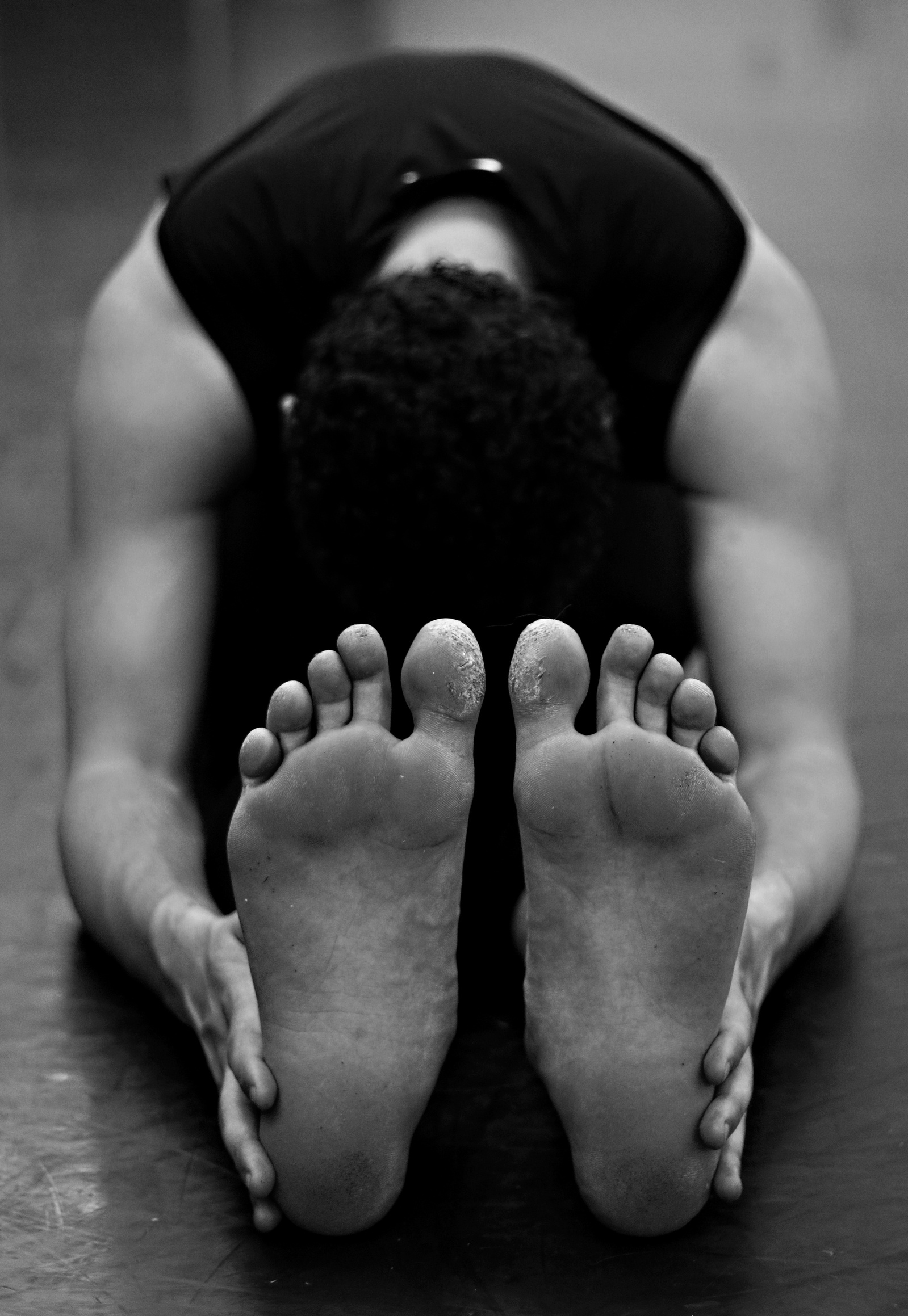 Nathan Fister, a 22 year-old dance major from Lexington, Ky., stretches after rehearsal for the spring performance, which will be his last performance before he graduates. After leaving Western Kentucky University he plans to dance in a ballet company for