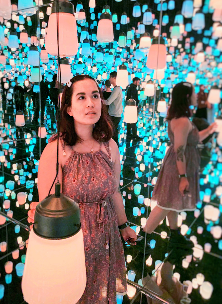 Tiffany Kennedy at the Forest of Lamps, teamLab Borderless, Tokyo