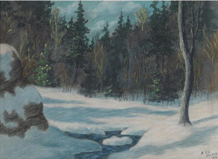 Eric Riordon, Canadian Painter, War Artist, Royal Canadian Navy, Naval Artist, North Atlantic Convoy, HMCS Kenora, HMCS Fundy,  His Majesty's Canadian Ship, Laurentians Landscape