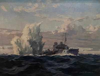 Eric Riordon, Canadian Painter, War Artist, Royal Canadian Navy, Naval Artist, North Atlantic Convoy, HMCS Kenora, HMCS Fundy,  His Majesty's Canadian Ship, Laurentians Landscape
