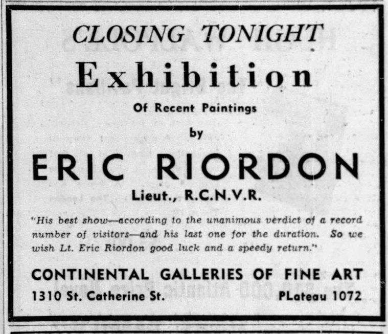 Montreal Star, 1940, Eric Riordon, Canadian Painter, War Artist, Royal Canadian Navy, Naval Artist, North Atlantic Convoy, HMCS Kenora, HMCS Fundy,  His Majesty's Canadian Ship, Laurentians Landscape