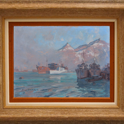 Eric Riordon, Canadian Painter, War Artist, Royal Canadian Navy, Naval Artist, North Atlantic Convoy, HMCS Kenora, HMCS Fundy,  His Majesty's Canadian Ship, Laurentians Landscape