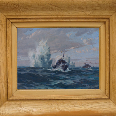 Eric Riordon, Canadian Painter, War Artist, Royal Canadian Navy, Naval Artist, North Atlantic Convoy, HMCS Kenora, HMCS Fundy,  His Majesty's Canadian Ship, Laurentians Landscape, Battle of the Atlantic