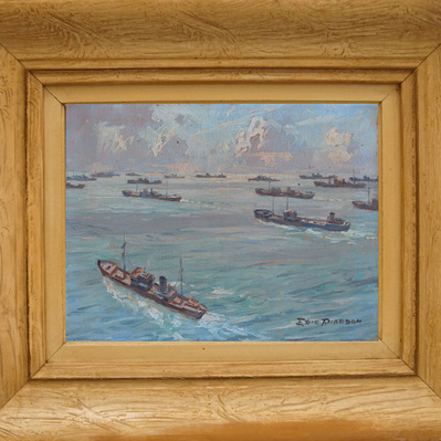Eric Riordon, Canadian Painter, War Artist, Royal Canadian Navy, Naval Artist, North Atlantic Convoy, HMCS Kenora, HMCS Fundy,  His Majesty's Canadian Ship, Laurentians Landscape