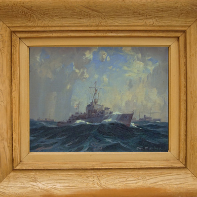 Eric Riordon, Canadian Painter, War Artist, Royal Canadian Navy, Naval Artist, North Atlantic Convoy, HMCS Kenora, HMCS Fundy,  His Majesty's Canadian Ship, Laurentians Landscape