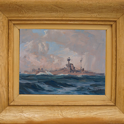 Eric Riordon, Canadian Painter, War Artist, Royal Canadian Navy, Naval Artist, North Atlantic Convoy, HMCS Kenora, HMCS Fundy,  His Majesty's HMCS Iroquois, HMCS Kenora, Battle of the Atlantic, Eric Riordon, Royal Canadian Ship, Laurentians Landscape, 