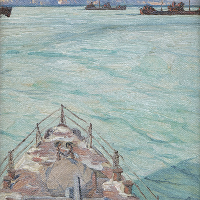 Eric Riordon, Canadian Painter, War Artist, Royal Canadian Navy, Naval Artist, North Atlantic Convoy, HMCS Kenora, HMCS Fundy,  His Majesty's Canadian Ship, Laurentians Landscape, Montreal artist, John Eric Benson Riordon,