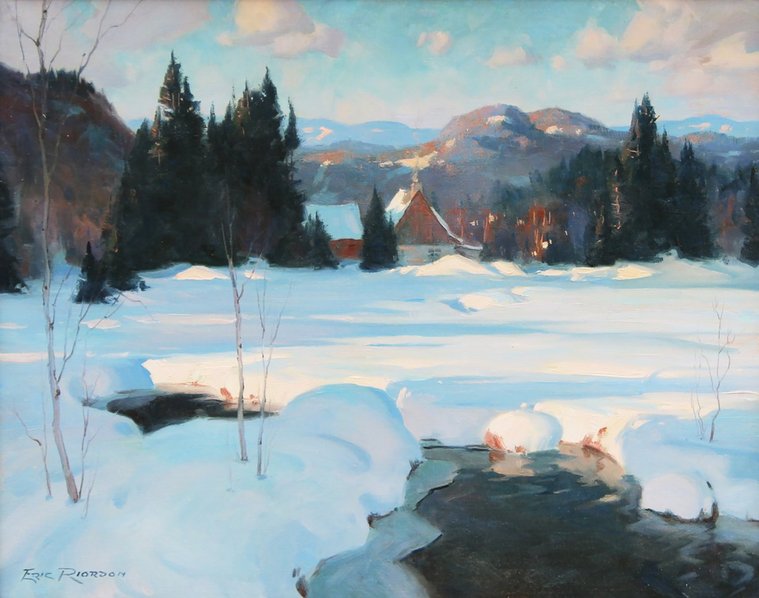 Eric Riordon, Canadian Painter, War Artist, Royal Canadian Navy, Naval Artist, North Atlantic Convoy, HMCS Kenora, HMCS Fundy,  His Majesty's Canadian Ship, Laurentians Landscape