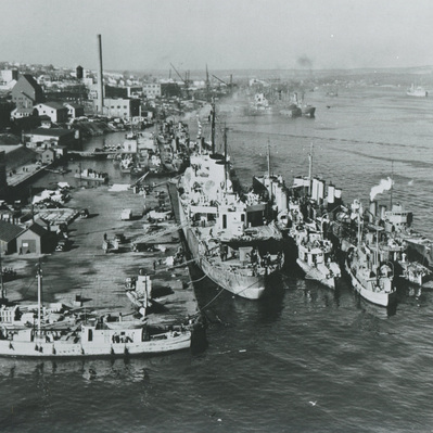 Eric Riordon, H.O. McCurry, National Gallery of Canada, Ralston, Ralph Bell, War Records Program, War Artist, Naval Artist, Canadian Art, Laurentians Landscapes, Royal Canadian Navy, Halifax Harbour, HMCS Prince Robert, HMCS Prince David, 