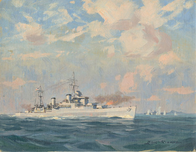 Eric Riordon, Canadian Painter, War Artist, Royal Canadian Navy, Naval Artist, North Atlantic Convoy, HMCS Kenora, HMCS Fundy,  His Majesty's Canadian Ship, Laurentians Landscape