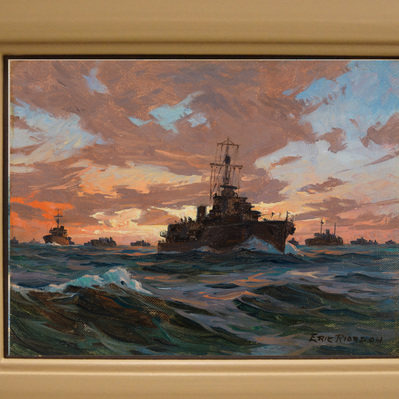 Eric Riordon, Canadian Painter, War Artist, Royal Canadian Navy, Naval Artist, North Atlantic Convoy, HMCS Kenora, HMCS Fundy,  His Majesty's Canadian Ship, Laurentians Landscape