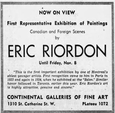 Ephemera News Clipping, Eric Riordon, Canadian Painter, War Artist, Royal Canadian Navy, Naval Artist, North Atlantic Convoy, HMCS Kenora, HMCS Fundy,  His Majesty's Canadian Ship, Laurentians Landscape