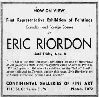 Ephemera News Clipping, Eric Riordon, Canadian Painter, War Artist, Royal Canadian Navy, Naval Artist, North Atlantic Convoy, HMCS Kenora, HMCS Fundy,  His Majesty's Canadian Ship, Laurentians Landscape