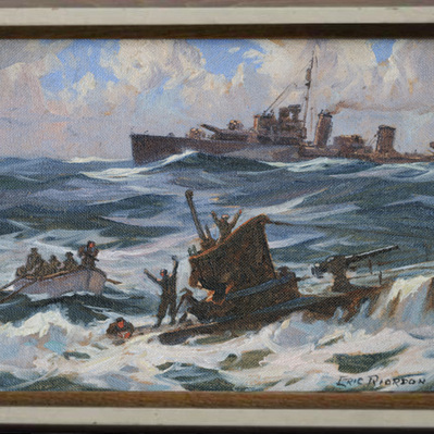 Eric Riordon, Canadian Painter, War Artist, Royal Canadian Navy, Naval Artist, North Atlantic Convoy, HMCS Kenora, HMCS Fundy,  His Majesty's Canadian Ship, Laurentians Landscape, Battle of the Atlantic