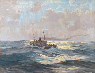 Eric Riordon, Canadian Painter, War Artist, Royal Canadian Navy, Naval Artist, North Atlantic Convoy, HMCS Kenora, HMCS Fundy,  His Majesty's Canadian Ship, Laurentians Landscape