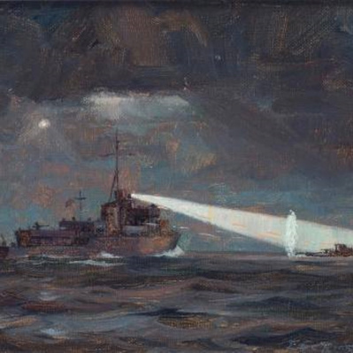 Eric Riordon, Canadian Painter, War Artist, Royal Canadian Navy, Naval Artist, North Atlantic Convoy, HMCS Kenora, HMCS Fundy,  His Majesty's Canadian Ship, Laurentians Landscape, Montreal artist, John Eric Benson Riordon
