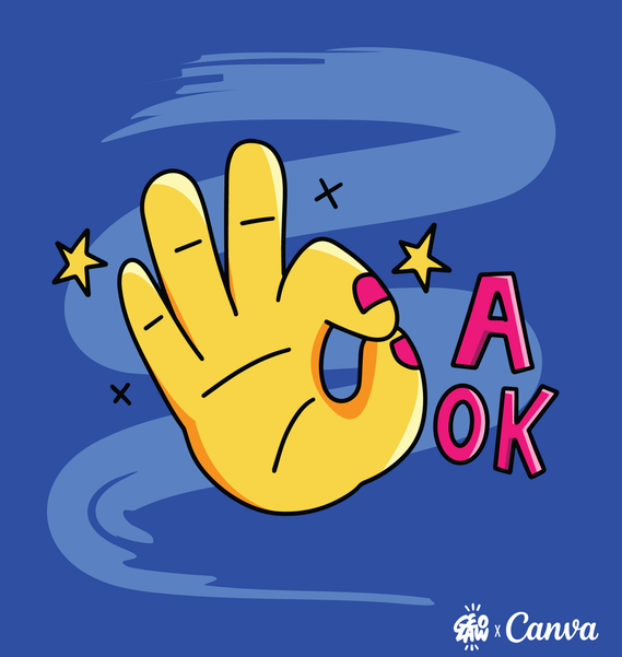 A-ok: Illustrated icon stickers designed for Canva by illustrator Geo Law