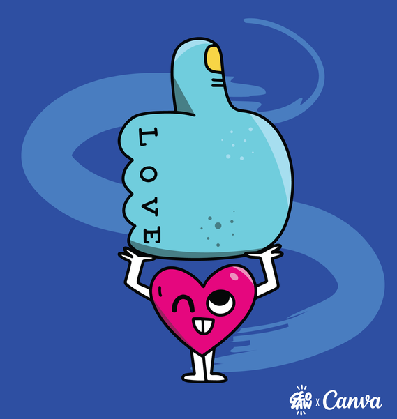 Thumbs Up: Illustrated icon stickers designed for Canva by illustrator Geo Law