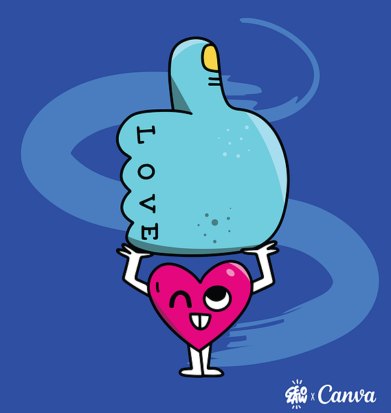 Thumbs Up: Illustrated icon stickers designed for Canva by illustrator Geo Law