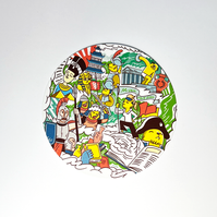 Hero illustrations for limited edition Google Home Mini art cards filled with characters and prompts for users. Illustrated by Geo Law