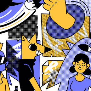 Hero illustration for Brooklyn Brewery highlighting diverse characters and open cultures supported by the brand. Illustrated by  London based Geo Law