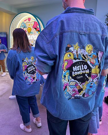 Canva illustrated merch designed for the pop up shop launch by illustrator Geo Law