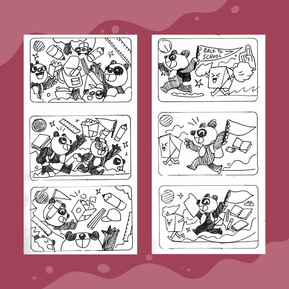 Sketches of Illustrations commission by Panda Express for digital gift cards by Geo Law
