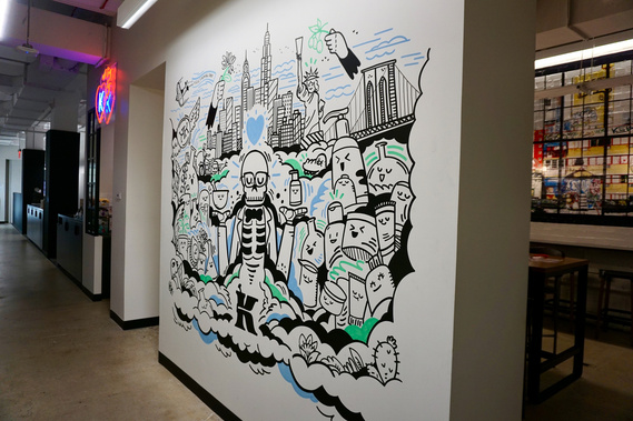 Doodle office mural for L'Oreal and Kiehl's in New York City by illustrator Geo Law