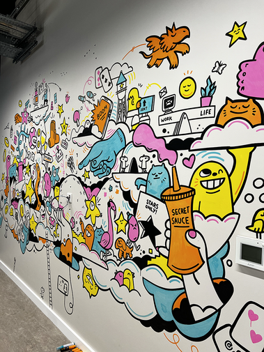 video game inspired mural artwork created by UK illustrator Geo Law for Forthstar Games