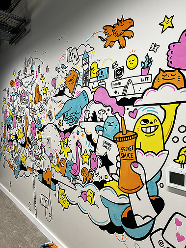 video game inspired mural artwork created by UK illustrator Geo Law for Forthstar Games