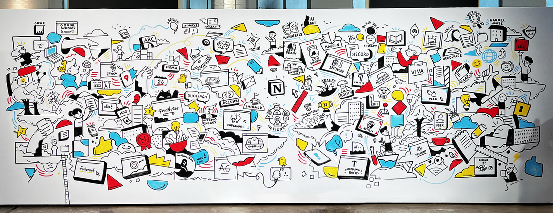 Live event mural for Notion by illustrator Geo Law