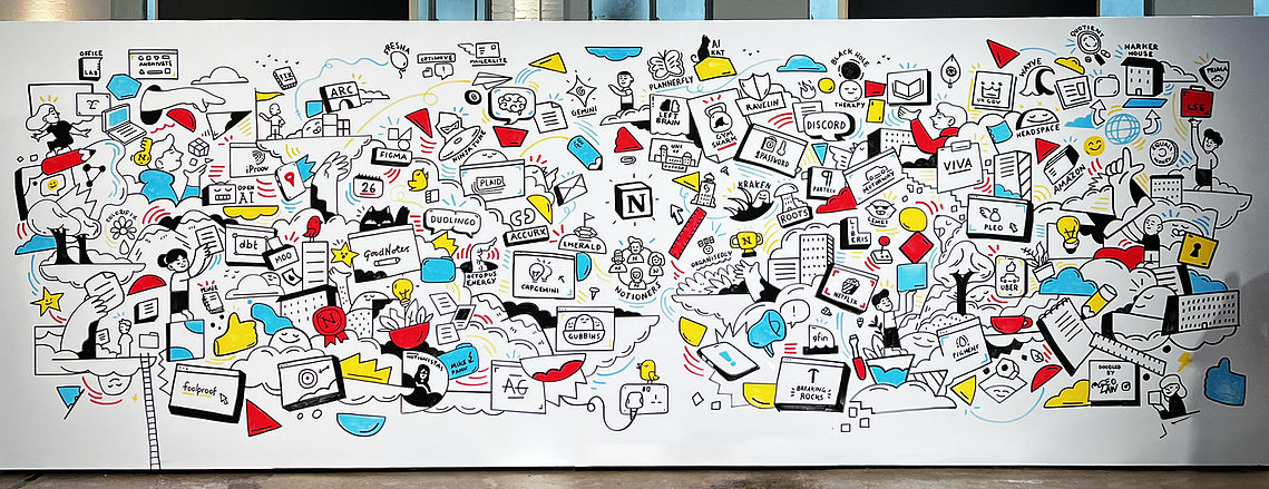 Live event mural for Notion by illustrator Geo Law