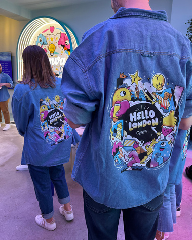 Canva illustrated merch designed for the pop up shop launch by illustrator Geo Law